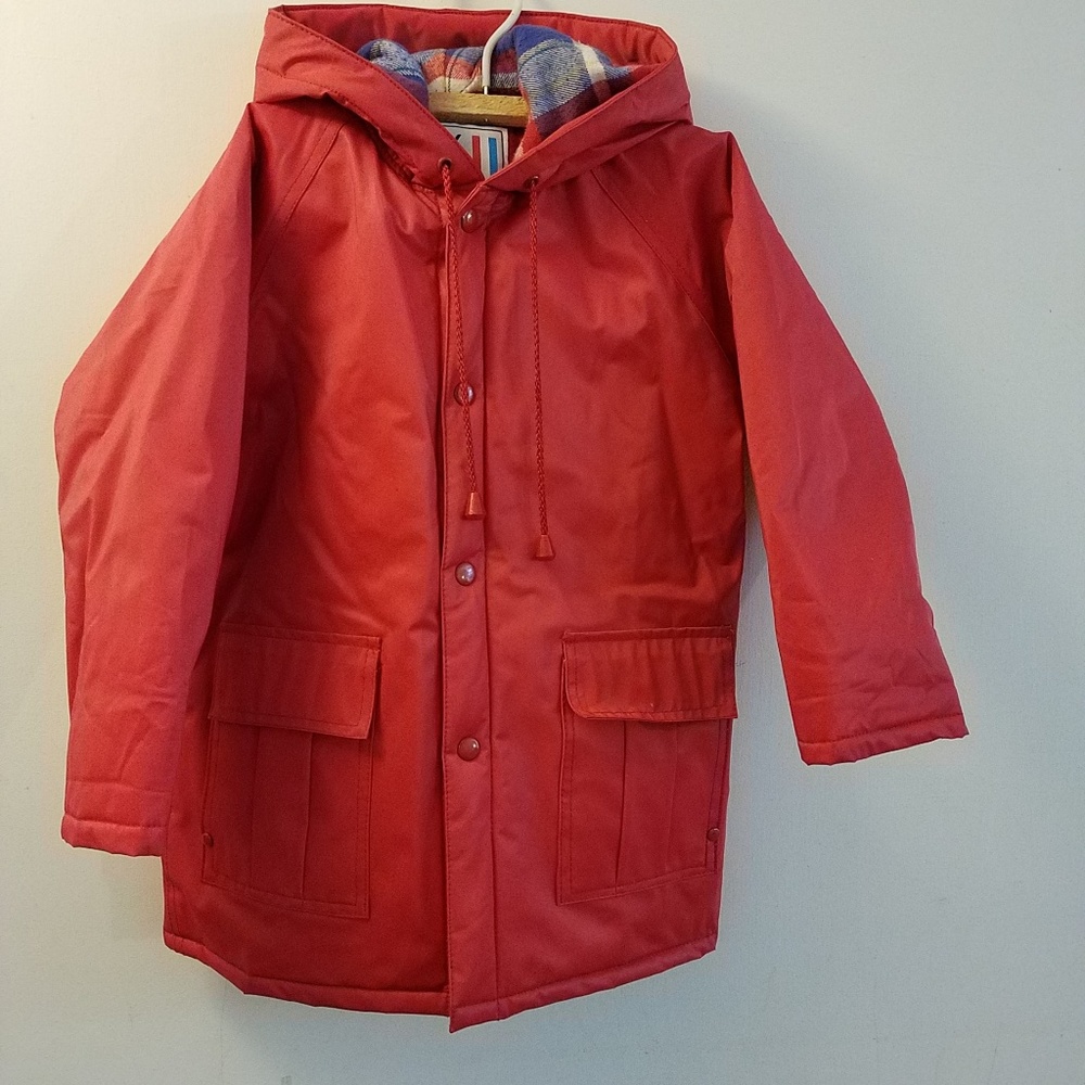 Vintage kids flannel lined rain coat